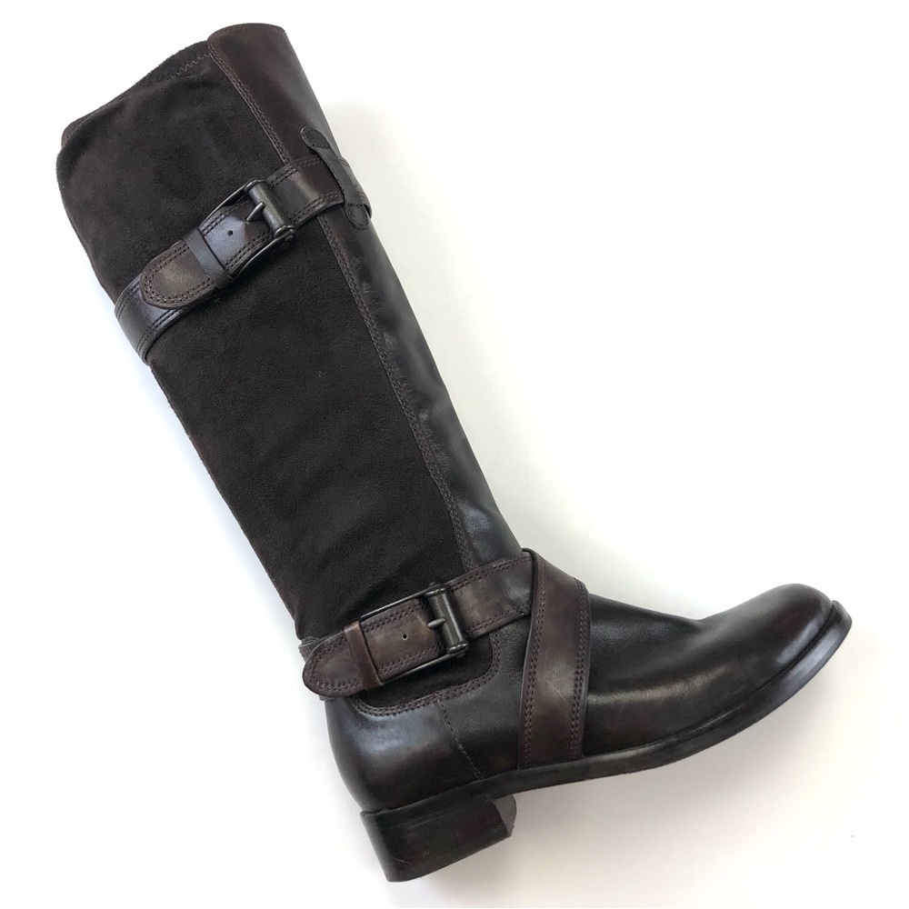 Cole Haan Nike Air brown leather microsuede pull on tall riding boot Size 6.5B